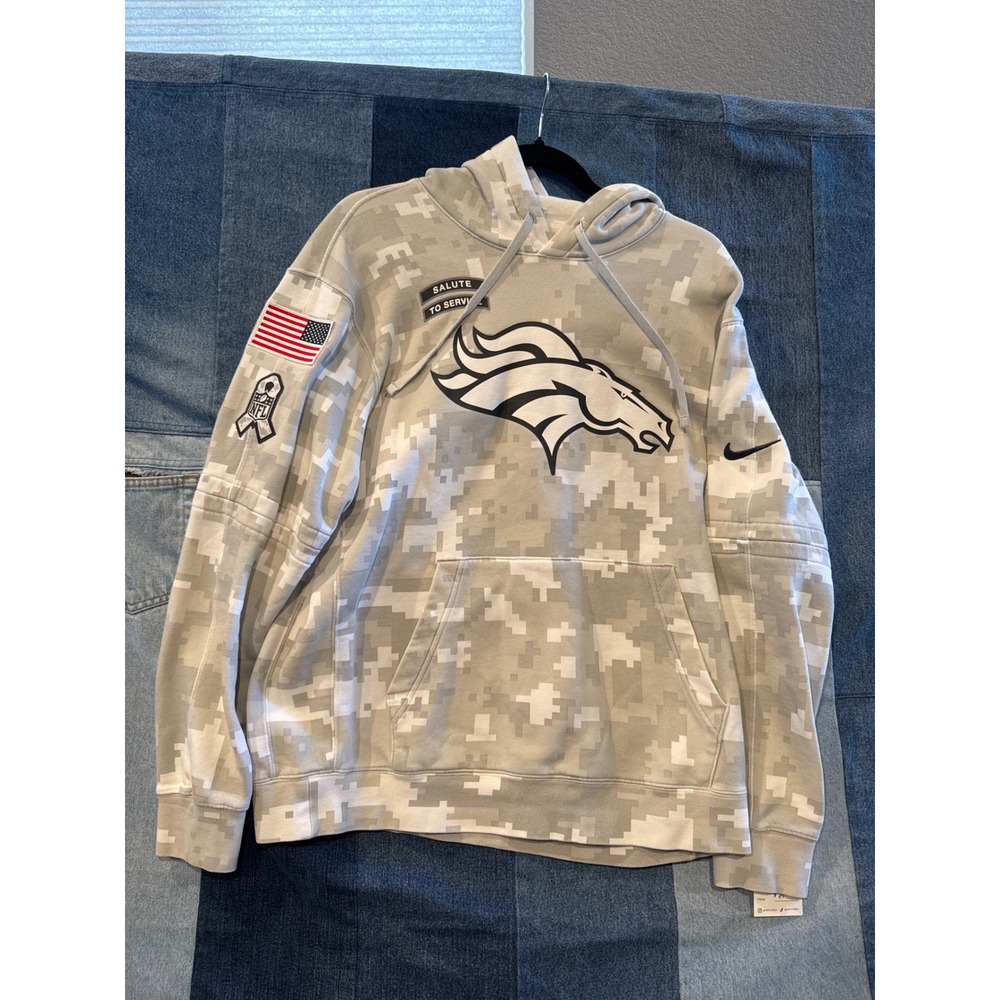Nike Denver Broncos Salute to Service Hoodie Mens Medium Camo NFL Pullover
